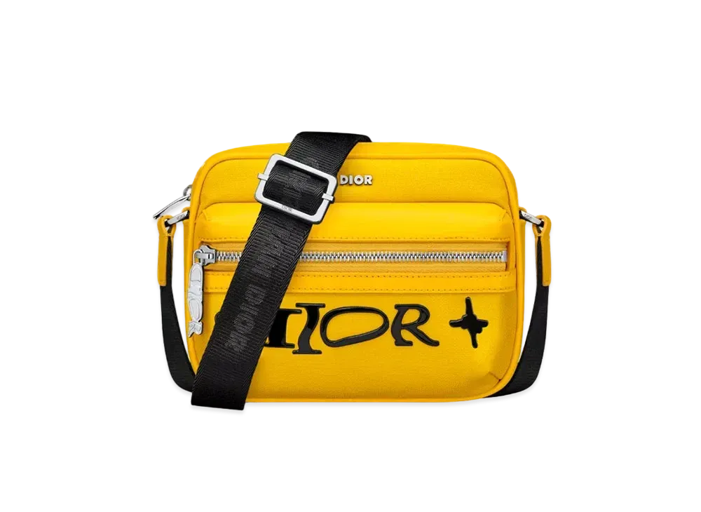 Dior x LEWIS HAMILTON Mini Rider 2.0 Zipped Messenger Bag Nylon and Leather Effect Technical Fabric "Yellow"