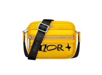 Dior x LEWIS HAMILTON Mini Rider 2.0 Zipped Messenger Bag Nylon and Leather Effect Technical Fabric "Yellow"