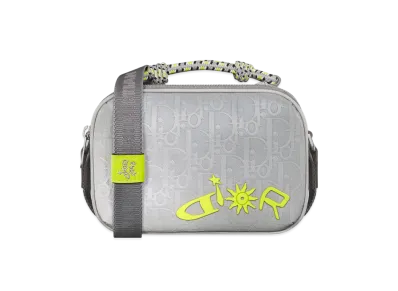 Dior x Lewis Hamilton Zipped Bag Mini in Dior Oblique Reflector Nylon "Silver/Yellow"