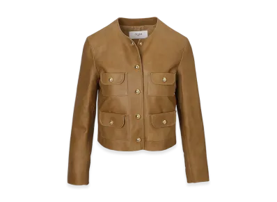 CELINE Veste Col Pur 4 Poches "Cognac"