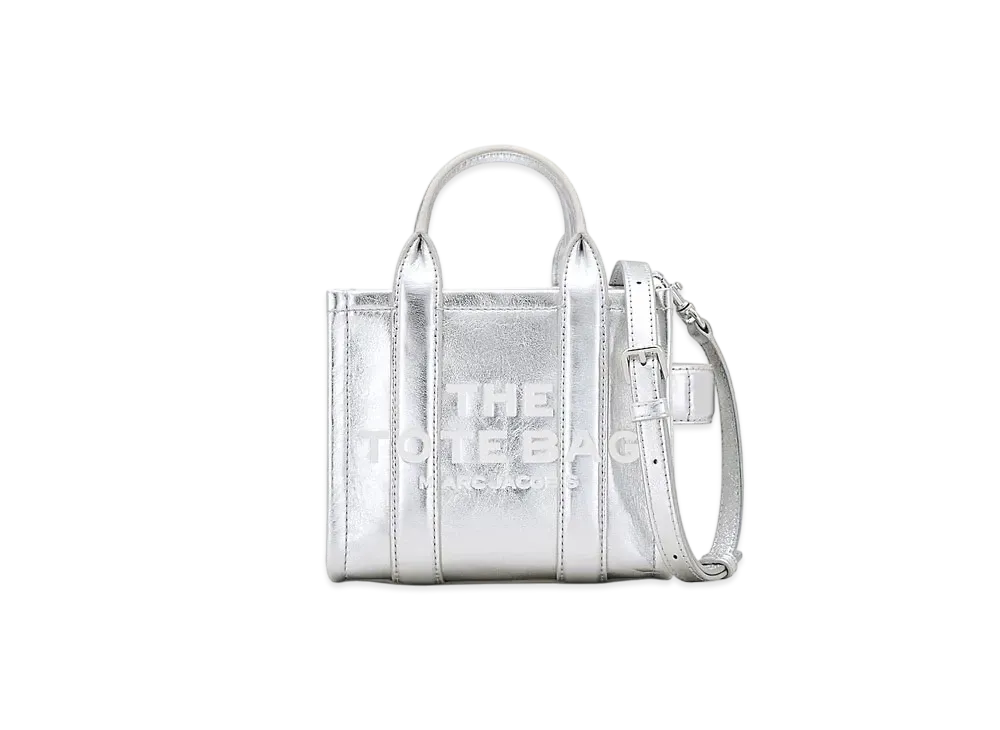 Marc Jacobs The Metallic Tote Bag Crossbody "Metallic Silver"