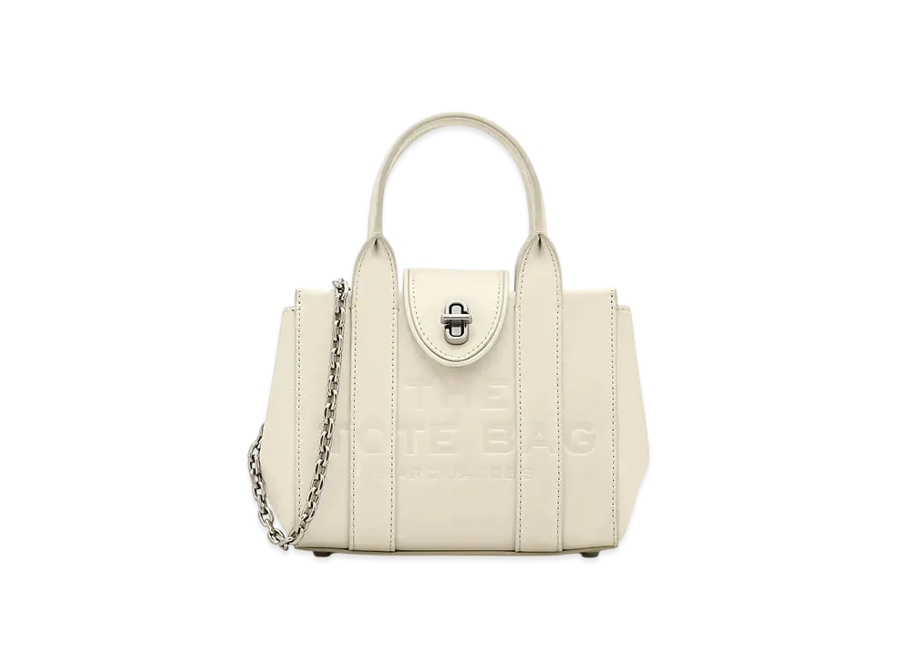 Marc Jacobs The Leather Turnlock Tote Bag Crossbody "Cloud White"