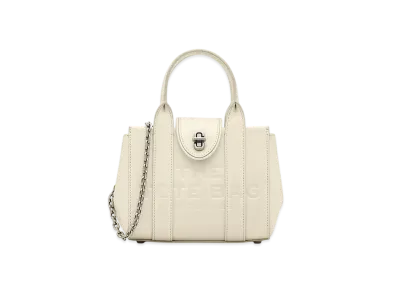 Marc Jacobs The Leather Turnlock Tote Bag Crossbody "Cloud White"