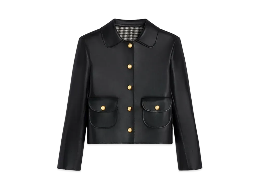 CELINE Jacket with Claudine Collar In Soft Lambskin "Black"