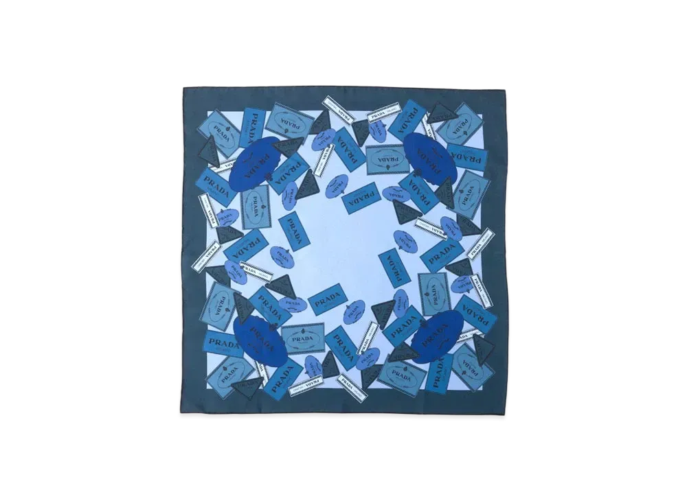 PRADA Printed Twill Scarf "Navy"