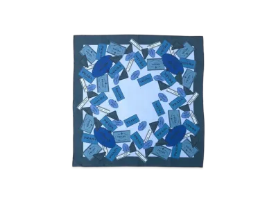 PRADA Printed Twill Scarf "Navy"