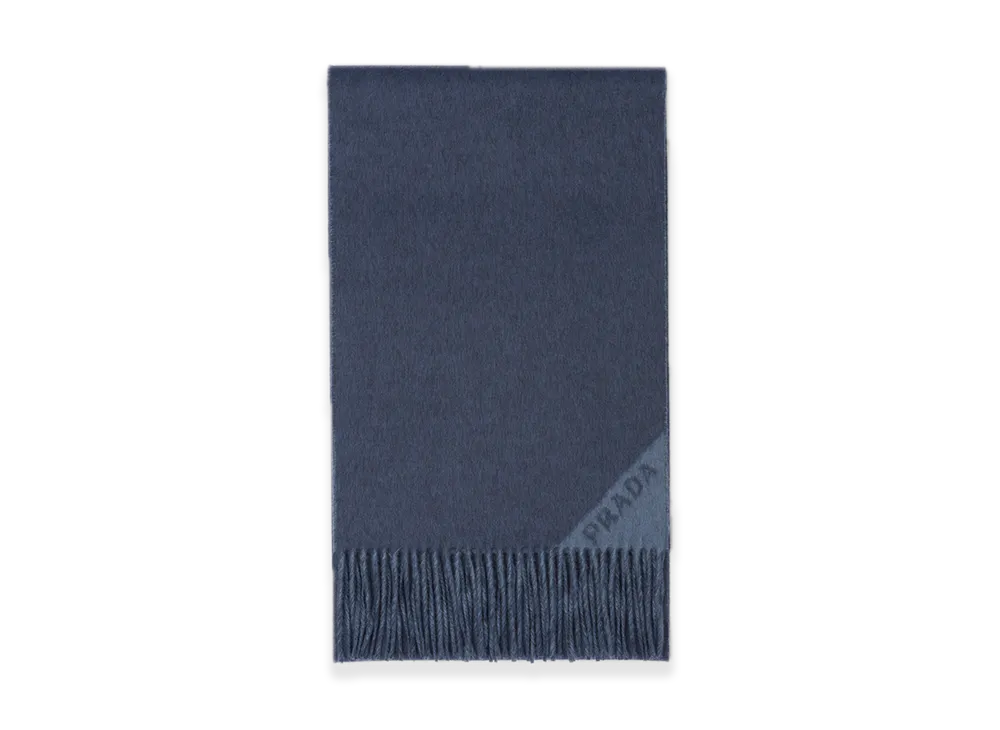 PRADA Double Cashmere Scarf "Navy/Blue"