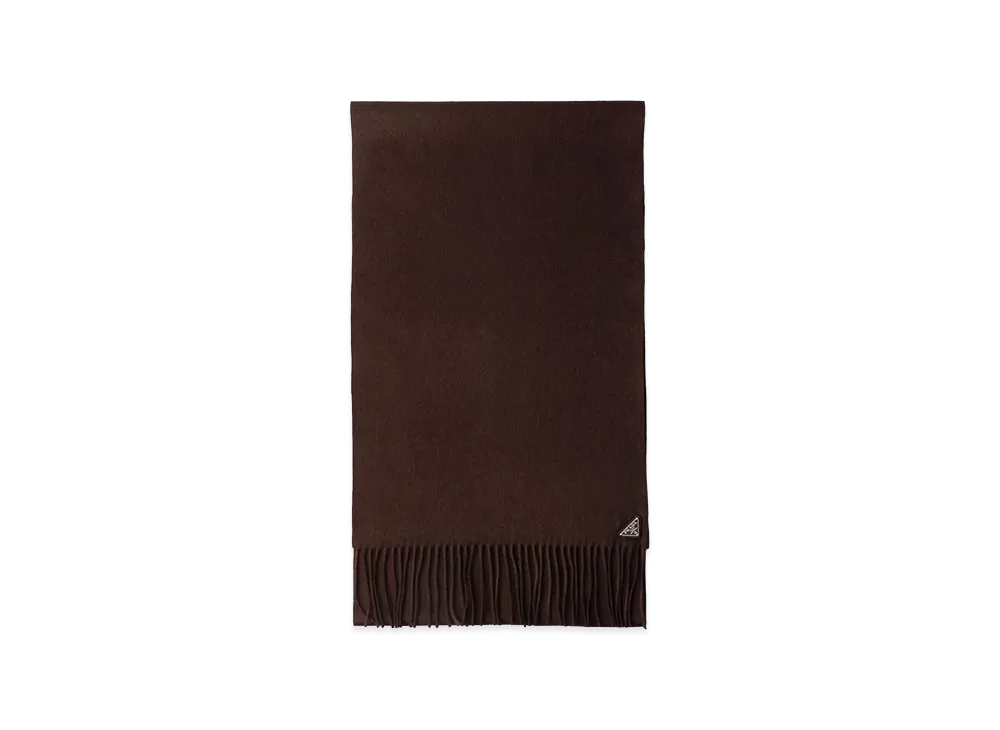 PRADA Silk And Cashmere Fringed Scarf "Brown"