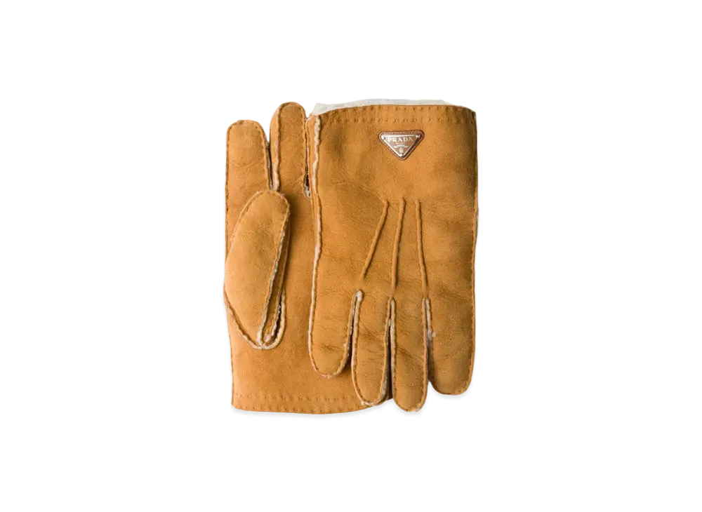 PRADA Suede Sheepskin Gloves "Beige"