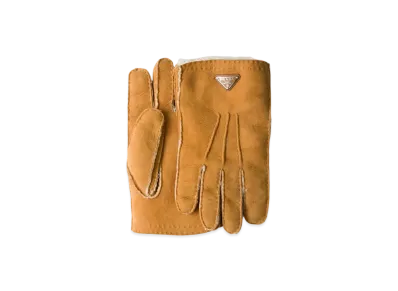 PRADA Suede Sheepskin Gloves "Beige"