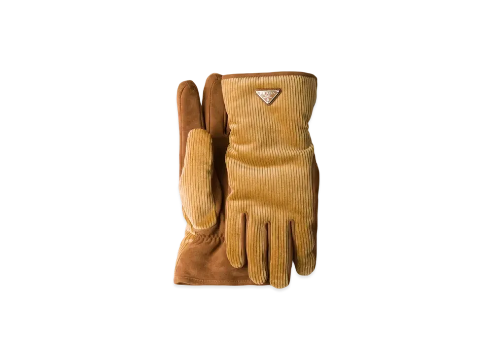PRADA Corduroy Gloves "Sand Beige"