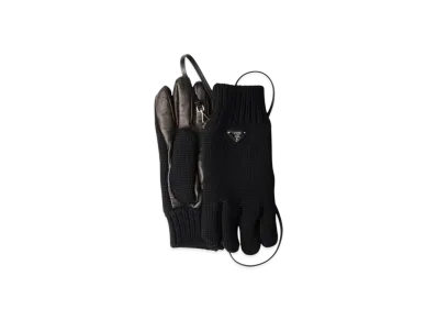 PRADA Wool and Nappa Leather Gloves "Black"