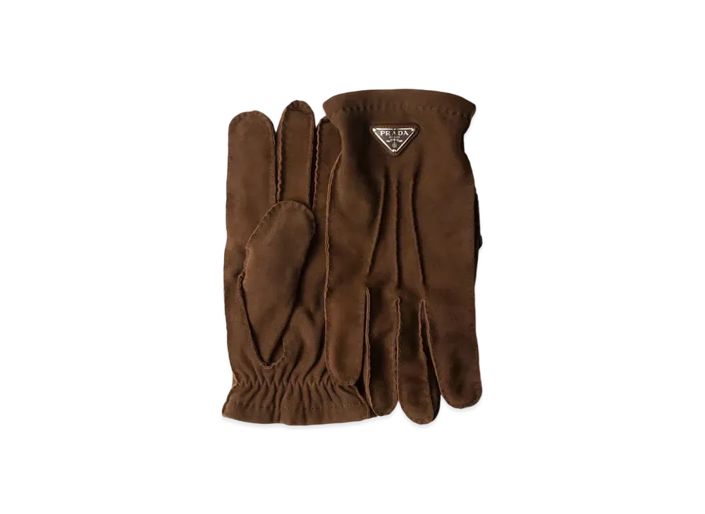 PRADA Suede Gloves "Dark Brown"