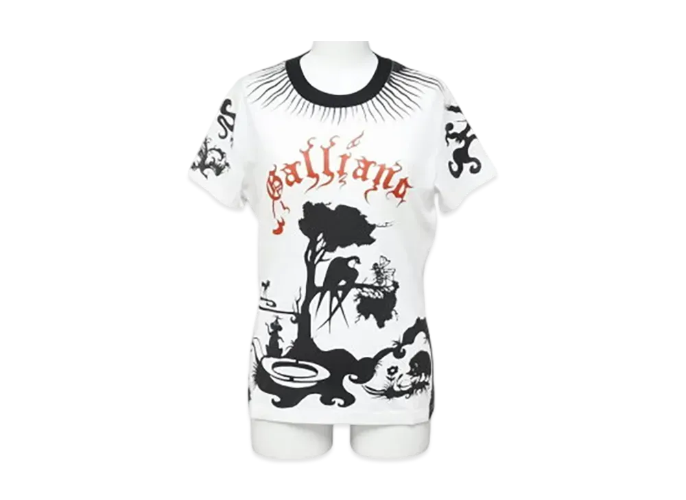 John Galliano Animal Print T Shirt "White"