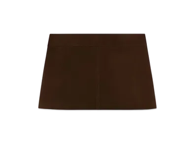CELINE Women's Trapeze Mini Skirt in Suede "Espresso"