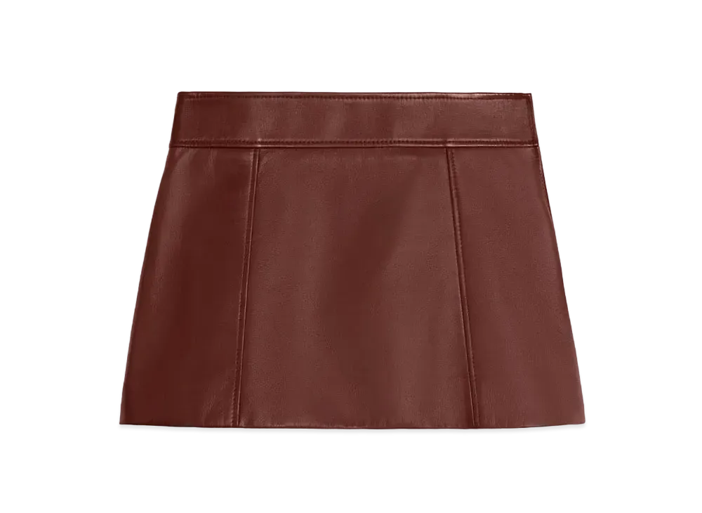 CELINE Trapeze Mini Skirt In Soft Lambskin "Praline"