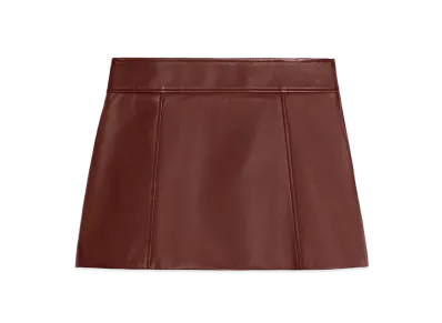 CELINE Trapeze Mini Skirt In Soft Lambskin "Praline"