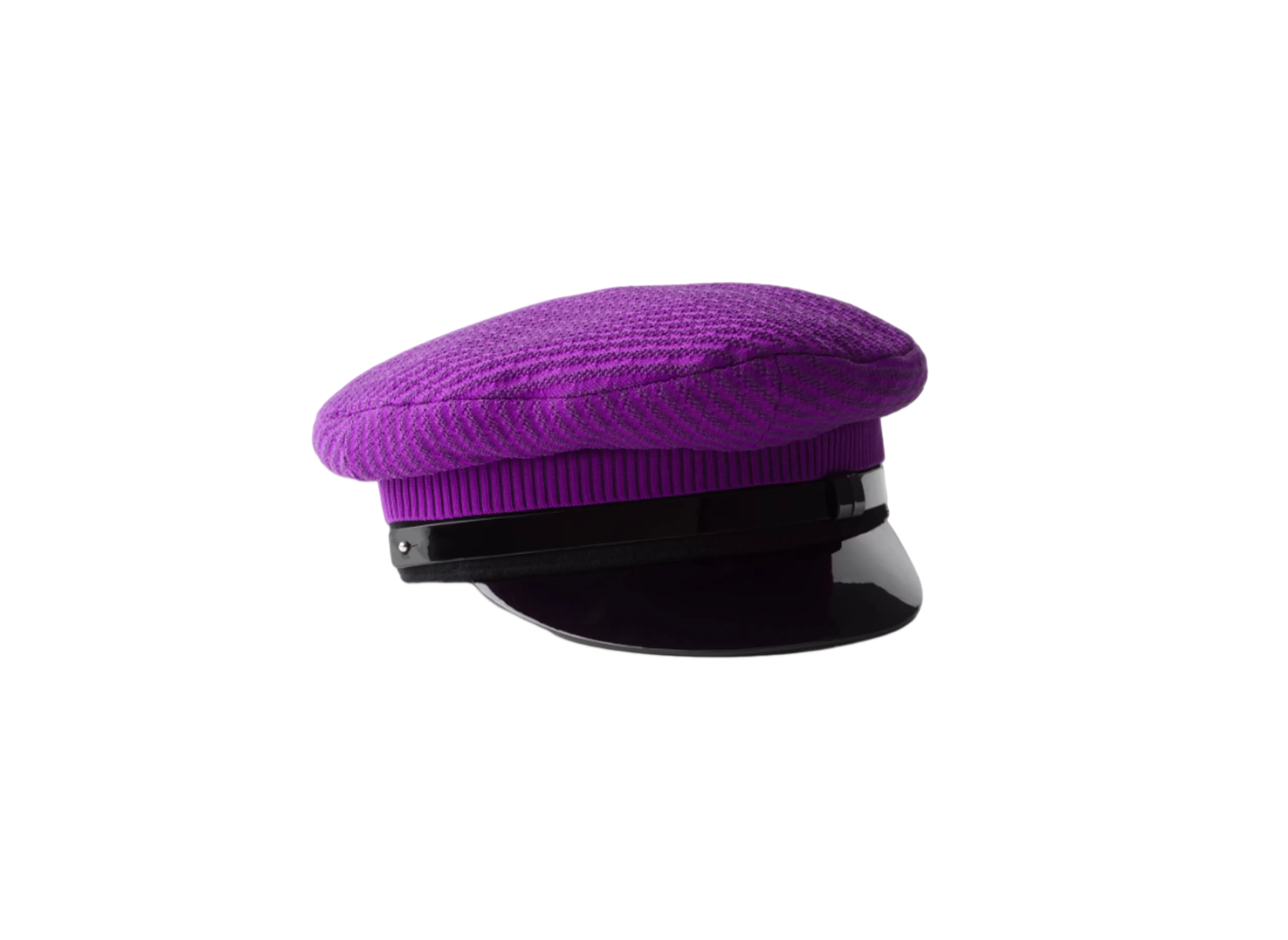 PRADA Knit and Patent Leather Cap "Purple/Black"