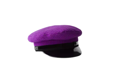 PRADA Knit and Patent Leather Cap "Purple/Black"
