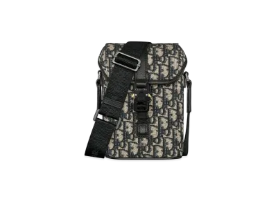 Dior Mini Dior Hit The Road Vertical Messenger Bag with Flap Dior Oblique Jacquard with Grained Calfskin "Beige/Black"
