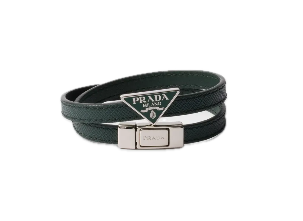 PRADA Saffiano Leather Bracelet "Dark Green"
