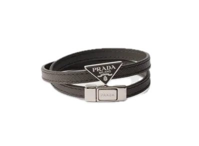 PRADA Saffiano Leather Bracelet "Gray"