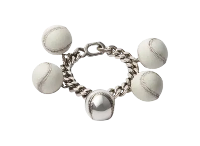 PRADA Metal Basketball Bracelet "Pewter/Ivory"