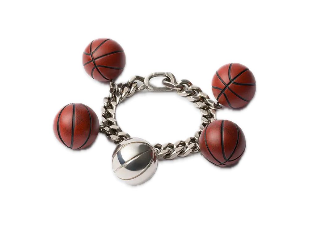 PRADA Metal Basketball Bracelet "Pewter/Orange"