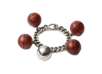 PRADA Metal Basketball Bracelet "Pewter/Orange"