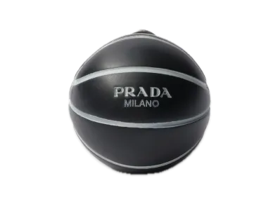 PRADA Metal Basketball Earrings "Pewter/Black"