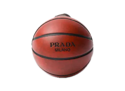 PRADA Metal Basketball Earrings "Pewter/Orange"