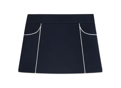 CELINE Trapeze Mini Skirt In Gauffered Double Wool "Navy"