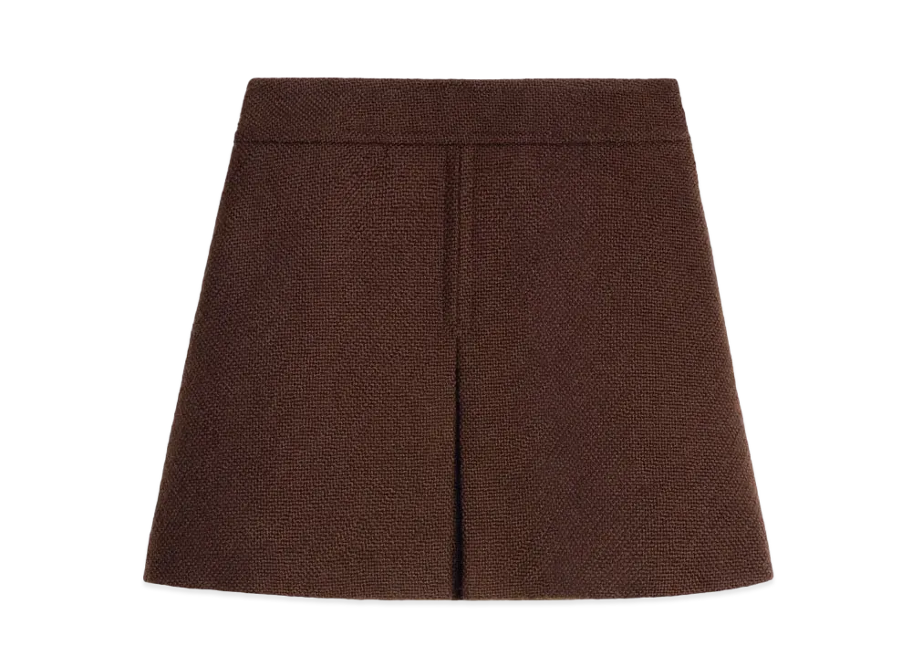 CELINE Trapeze Mini Skirt In Wool Tweed "Cafe"