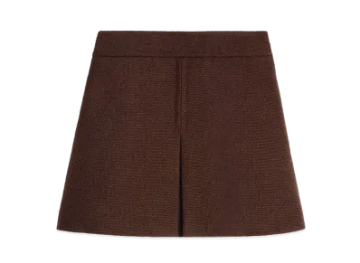 CELINE Trapeze Mini Skirt In Wool Tweed "Cafe"