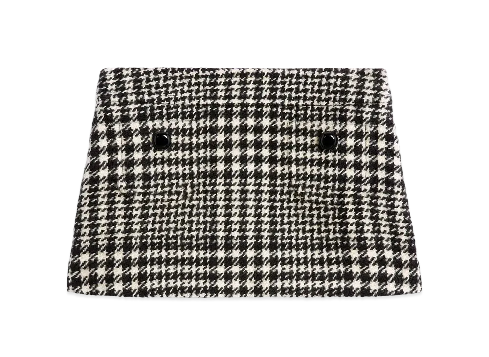 CELINE Trapeze Mini Skirt In Wool Tweed "Ivory/Noir"