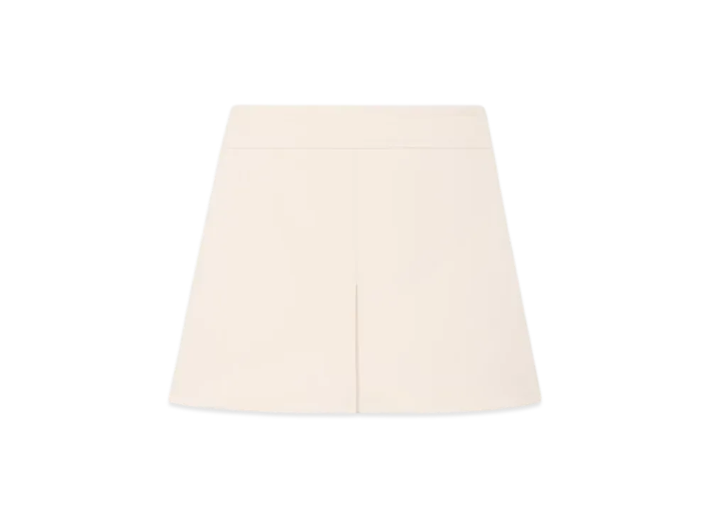 CELINE Women's Trapeze Mini Skirt in Wool Silk Gabardine "Creme"