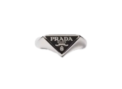 PRADA Enamel Silver Ring "Black"