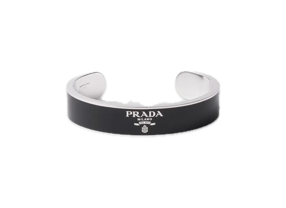 PRADA Silver Bangle Bracelet "Black"