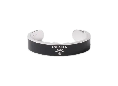 PRADA Silver Bangle Bracelet "Black"