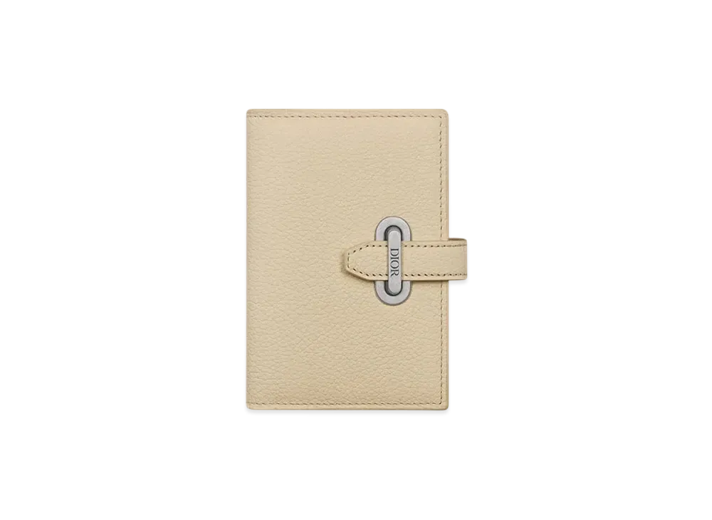 Dior Normandie Vertical Bifold Card Holder Dior Icons Calfskin "Beige"