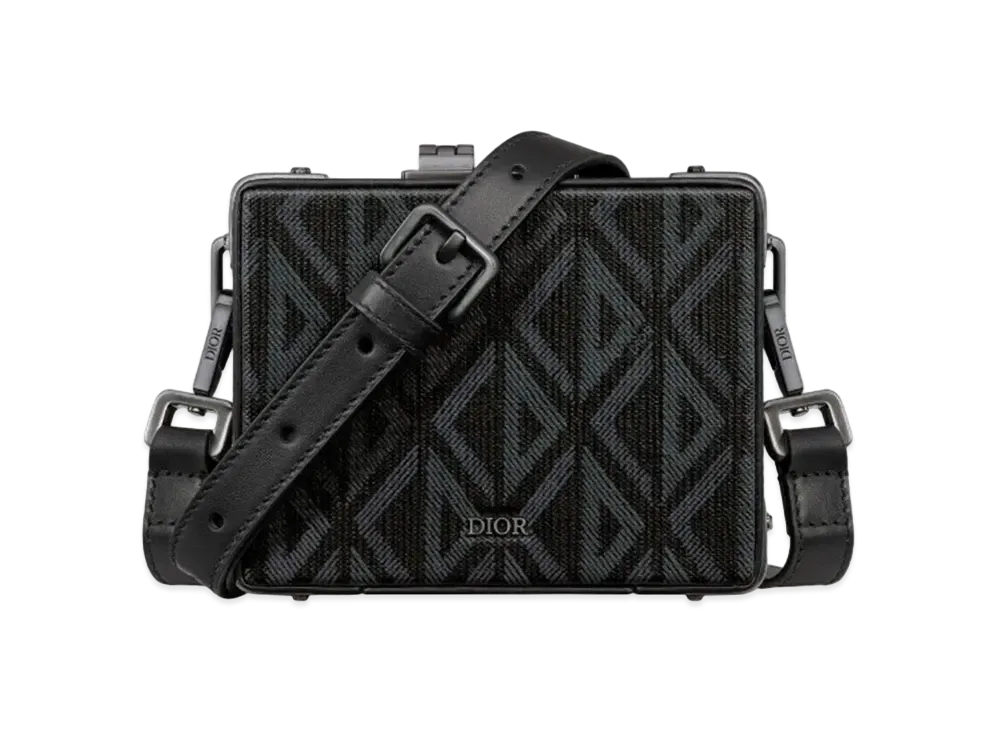 Dior Lock Micro Case CD Diamond Canvas Smooth Calfskin "Black"