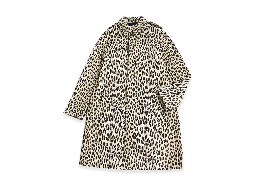 セリーヌ レオパードパターン ステンカラーコート "ベージュ" 2M038944D