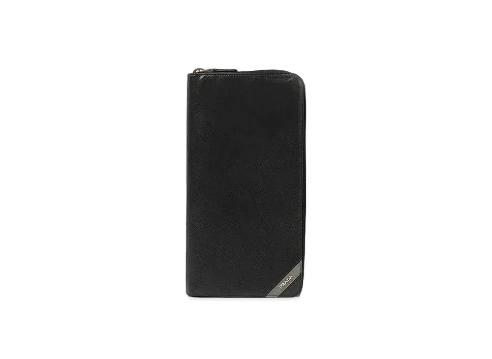 PRADA Saffiano Multic Long Wallet "Black/Beige"