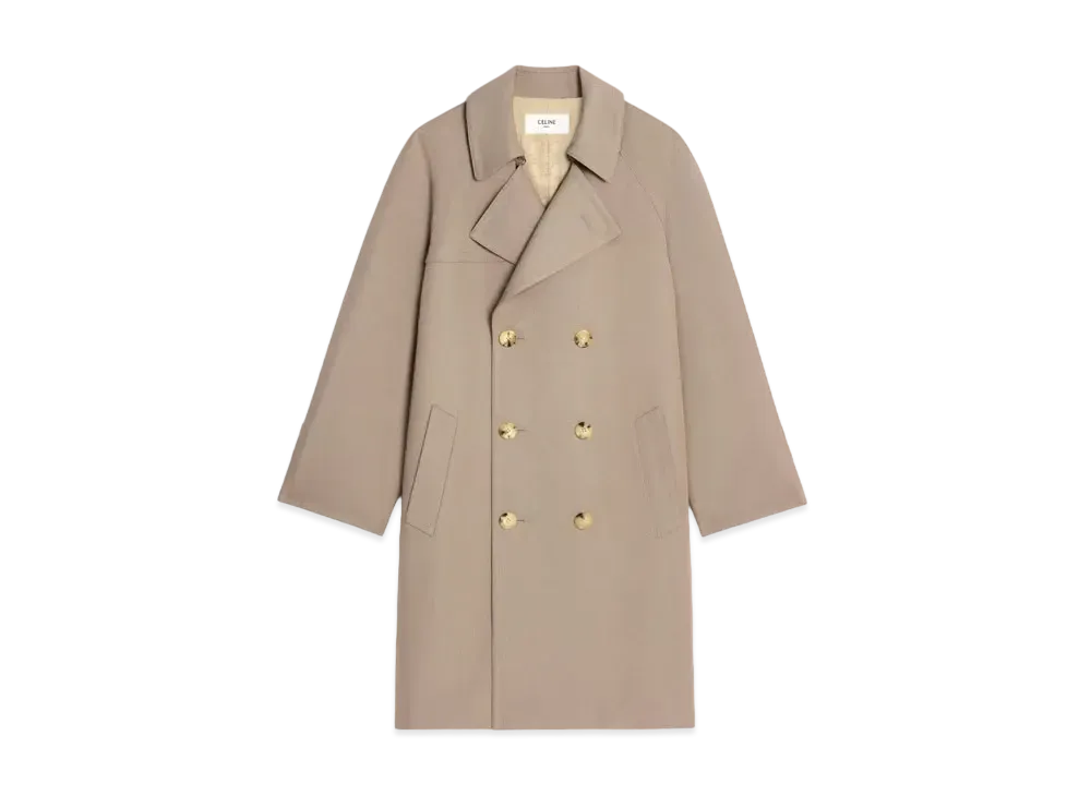 CELINE Trench Coat In Wool Gabardine and Cotton "Camel"