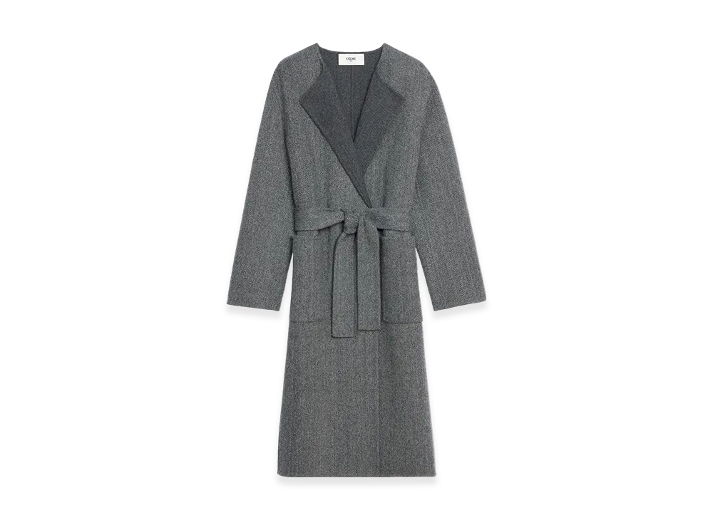 CELINE Pure Collar Coat in Double-Sided Cashmere "Gray"