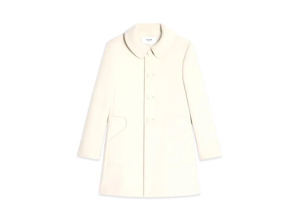 CELINE Coat Double Faced Cashmere "Ivory"