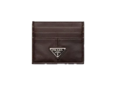 PRADA Soft Lux Leather Card Case "Dark Brown"