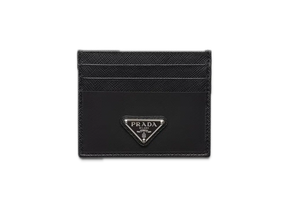 PRADA Re-Nylon x Saffiano Leather Card Case "Black"