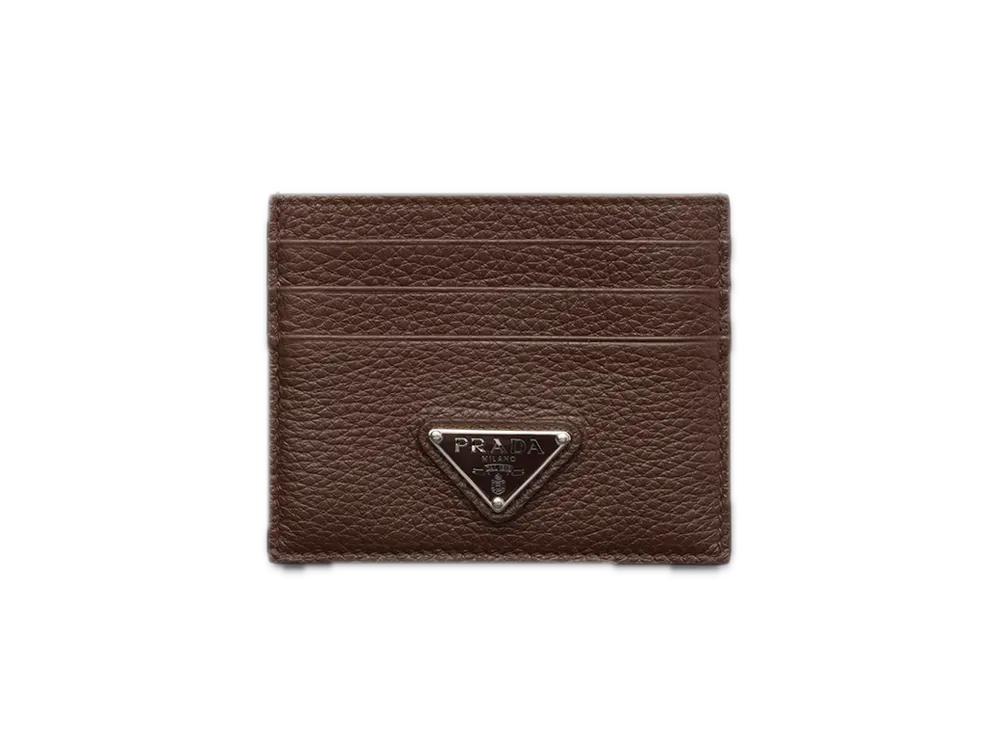 PRADA Vitello Daino Leather Card Case "Brown"