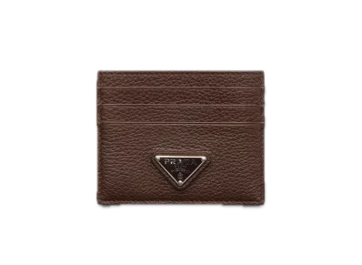 PRADA Vitello Daino Leather Card Case "Brown"